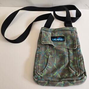 KAVU Mini Keeper Multi Color Flowers Canvas Crossbody Shoulder Bag Adjustable
